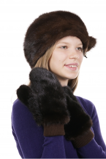 Варежки женские из норки